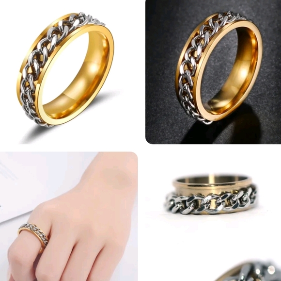 Mens - Chain Rings Stainless Steel Rings Hip Hop Size 11 - Picture 5 of 7